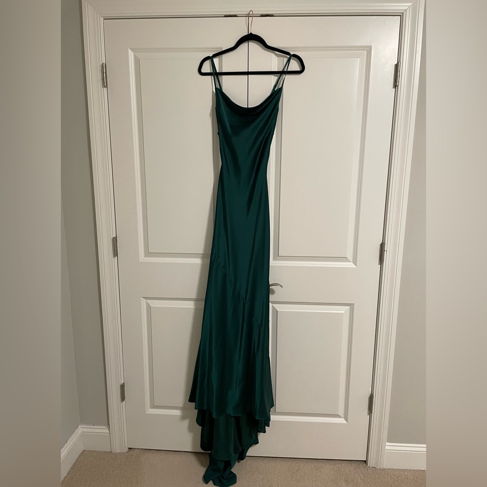 Dark Green Satin Prom Dress